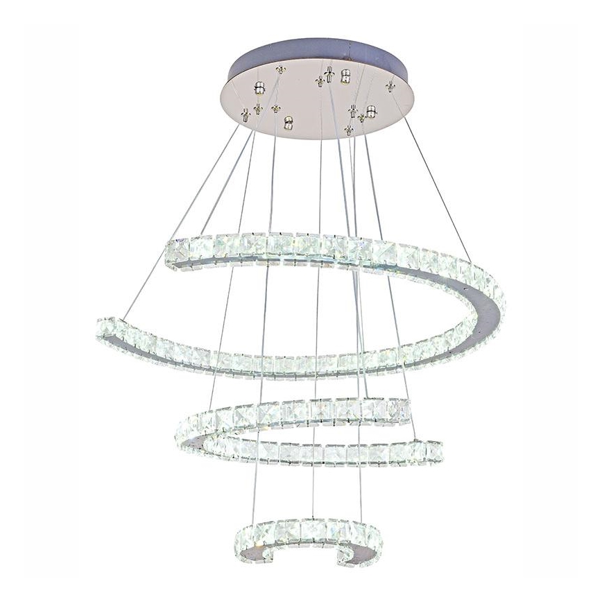 LED з регулюванням яскравості кришталева люстра підвісна LED/100W/230V 3000-6500K срібний + пульт дистанційного керування