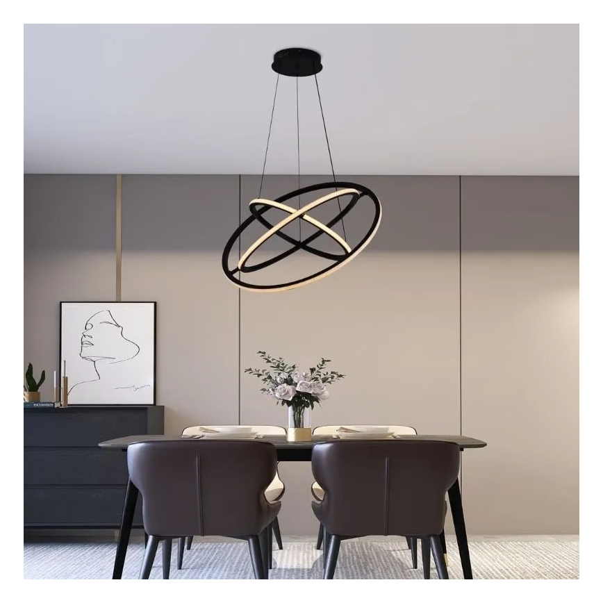 Світлодіодна підвісна люстра з регулюванням яскравості LED/105W/230V 3000-6500K діаметр 60 см + пульт дистанційного керування