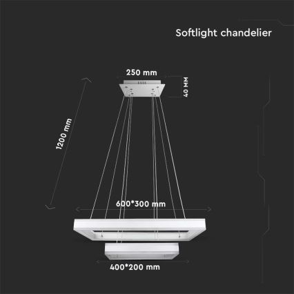 Світлодіодна підвісна люстра з регулюванням яскравості LED/113W/230V 3000K білий