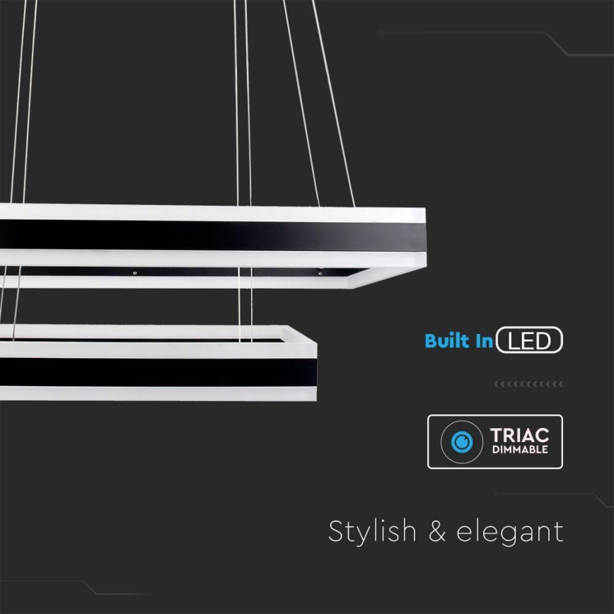 Світлодіодна підвісна люстра з регулюванням яскравості LED/113W/230V 3000K чорний