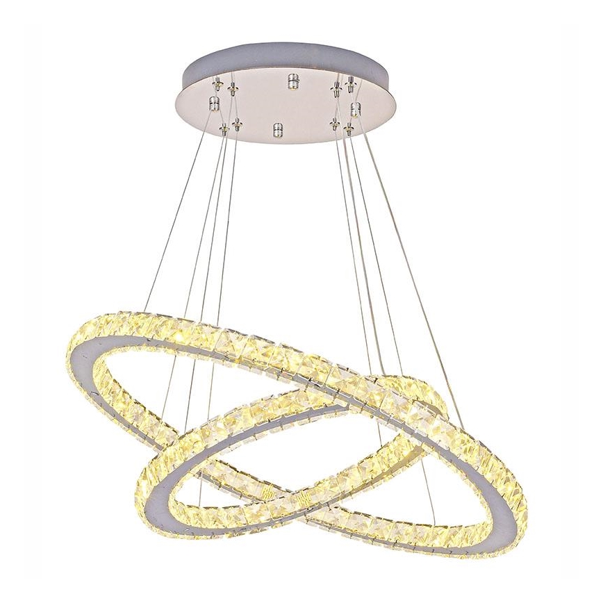 LED з регулюванням яскравості кришталева люстра підвісна LED/115W/230V 3000-6500K срібний + пульт дистанційного керування
