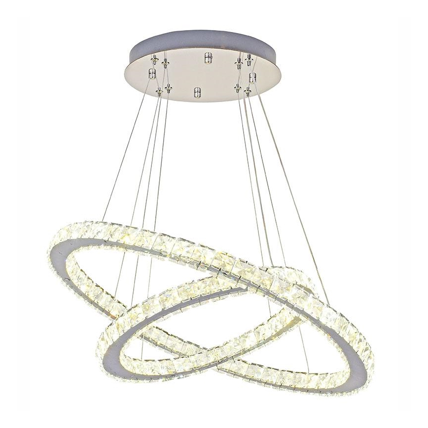 LED з регулюванням яскравості кришталева люстра підвісна LED/115W/230V 3000-6500K срібний + пульт дистанційного керування