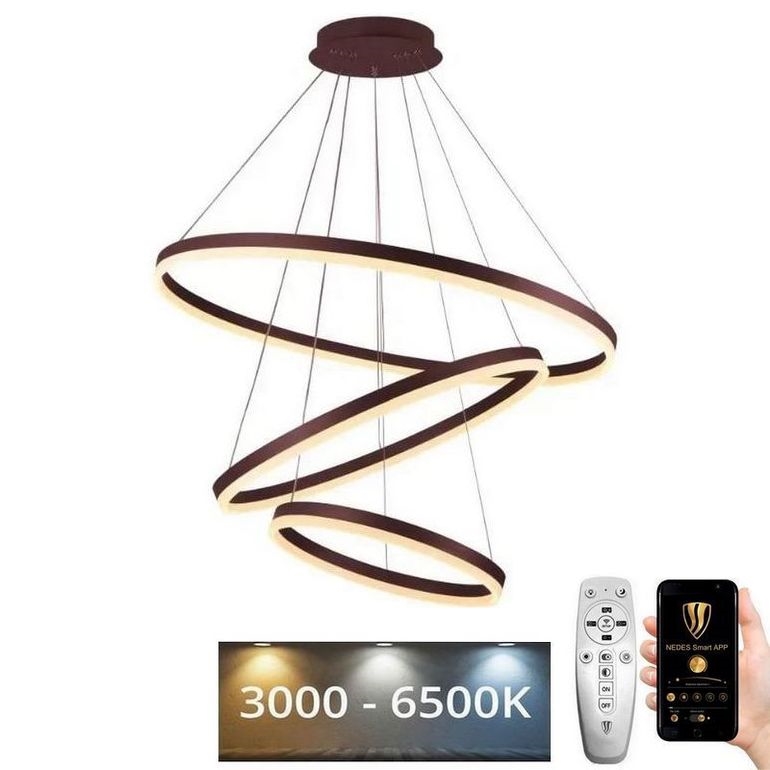 Світлодіодна підвісна люстра з регулюванням яскравості LED/125W/230V 3000-6500K + пульт дистанційного керування