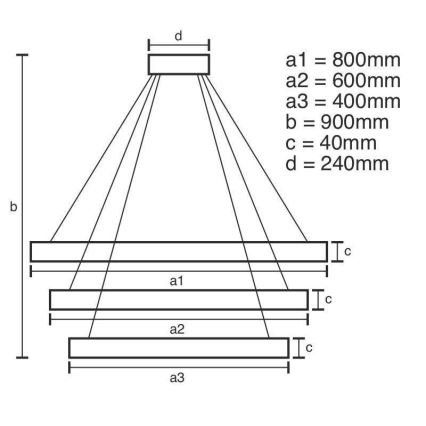Світлодіодна підвісна люстра з регулюванням яскравості LED/125W/230V 3000-6500K + пульт дистанційного керування
