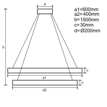 Світлодіодна підвісна люстра з регулюванням яскравості LED/130W/230V 3000-6500K + пульт дистанційного керування