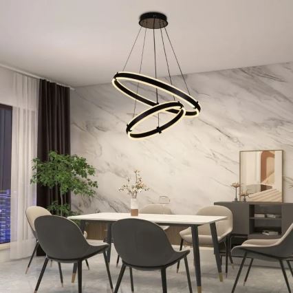 Світлодіодна підвісна люстра з регулюванням яскравості LED/140W/230V 3000-6500K + пульт дистанційного керування