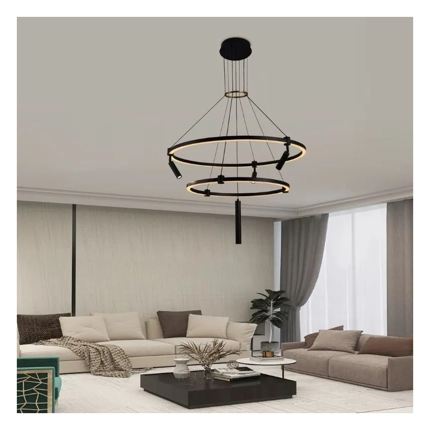 Світлодіодна підвісна люстра з регулюванням яскравості LED/140W/230V 3000-6500K + пульт дистанційного керування