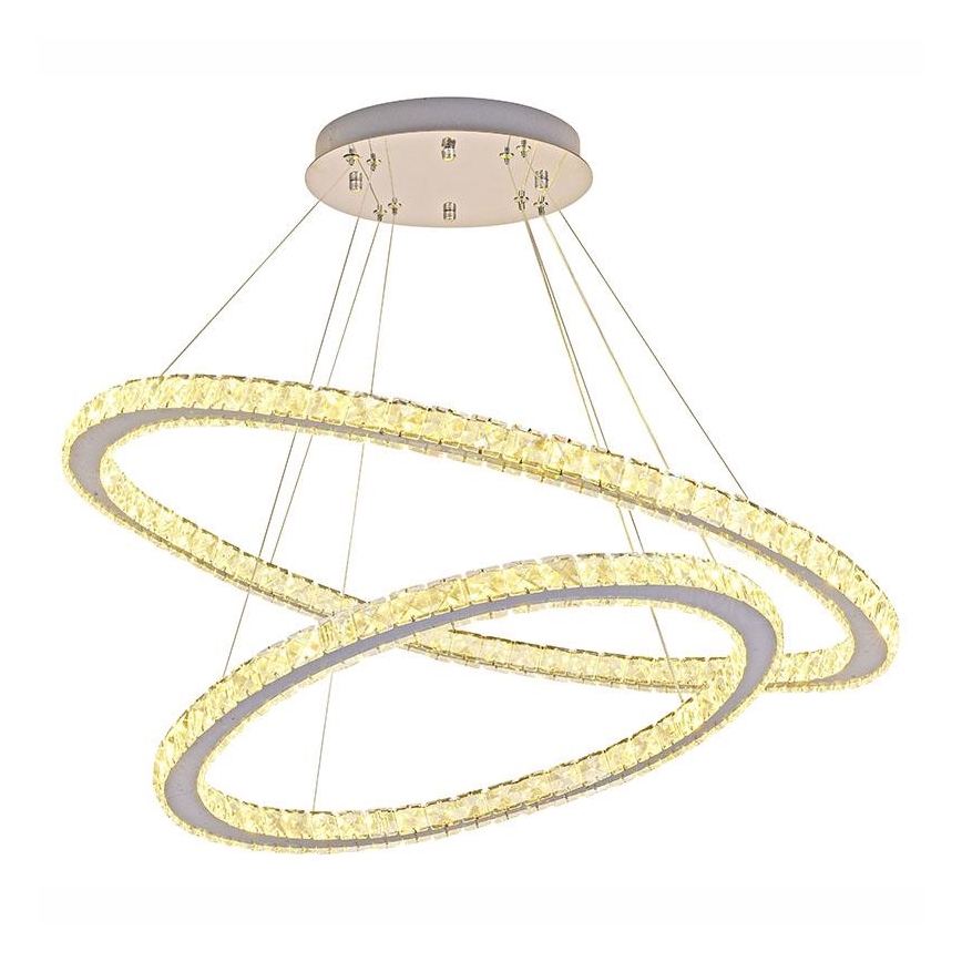 LED з регулюванням яскравості кришталева люстра підвісна LED/160W/230V 3000-6500K срібний + пульт дистанційного керування