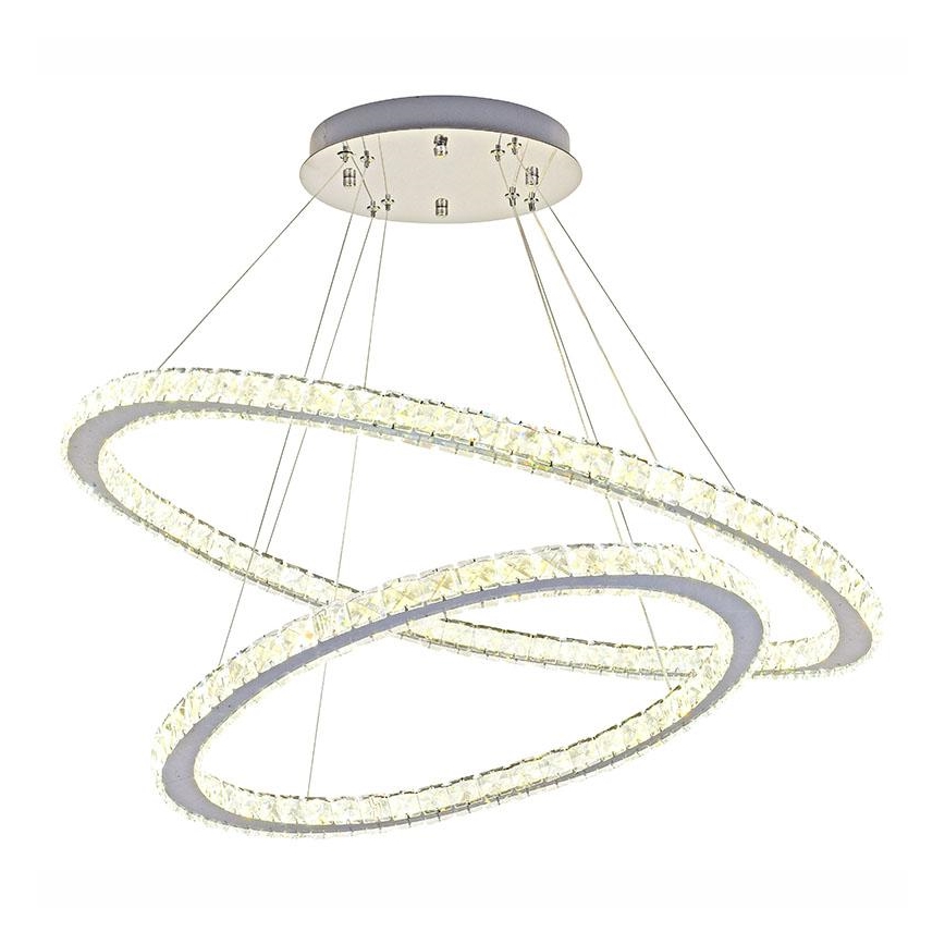 LED з регулюванням яскравості кришталева люстра підвісна LED/160W/230V 3000-6500K срібний + пульт дистанційного керування