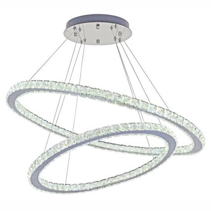 LED з регулюванням яскравості кришталева люстра підвісна LED/160W/230V 3000-6500K срібний + пульт дистанційного керування