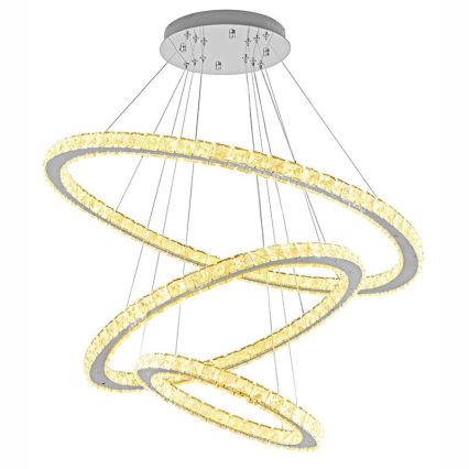 LED з регулюванням яскравості кришталева люстра підвісна LED/210W/230V 3000-6500K срібний + пульт дистанційного керування