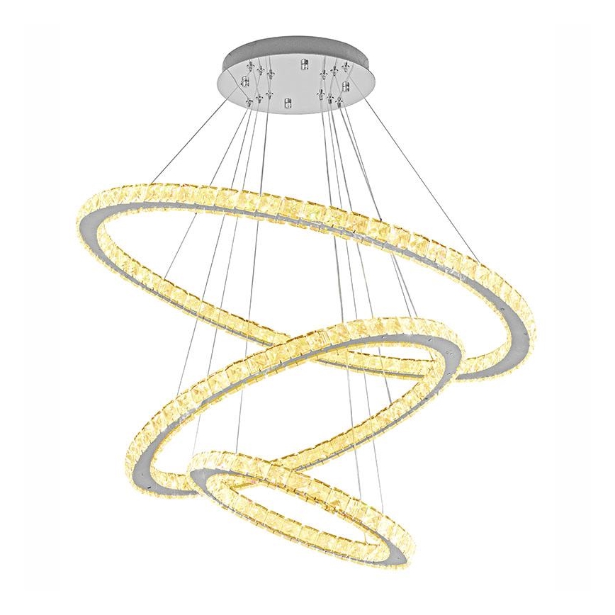LED з регулюванням яскравості кришталева люстра підвісна LED/210W/230V 3000-6500K срібний + пульт дистанційного керування