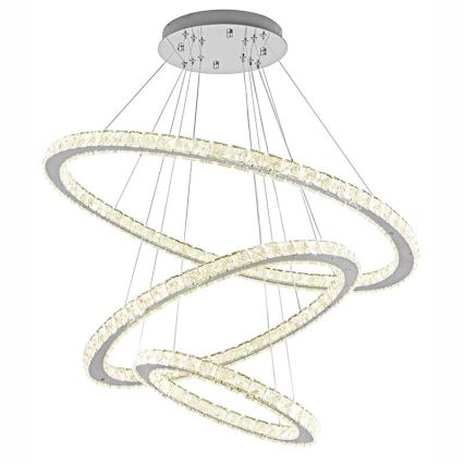 LED з регулюванням яскравості кришталева люстра підвісна LED/210W/230V 3000-6500K срібний + пульт дистанційного керування