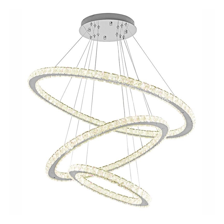 LED з регулюванням яскравості кришталева люстра підвісна LED/210W/230V 3000-6500K срібний + пульт дистанційного керування