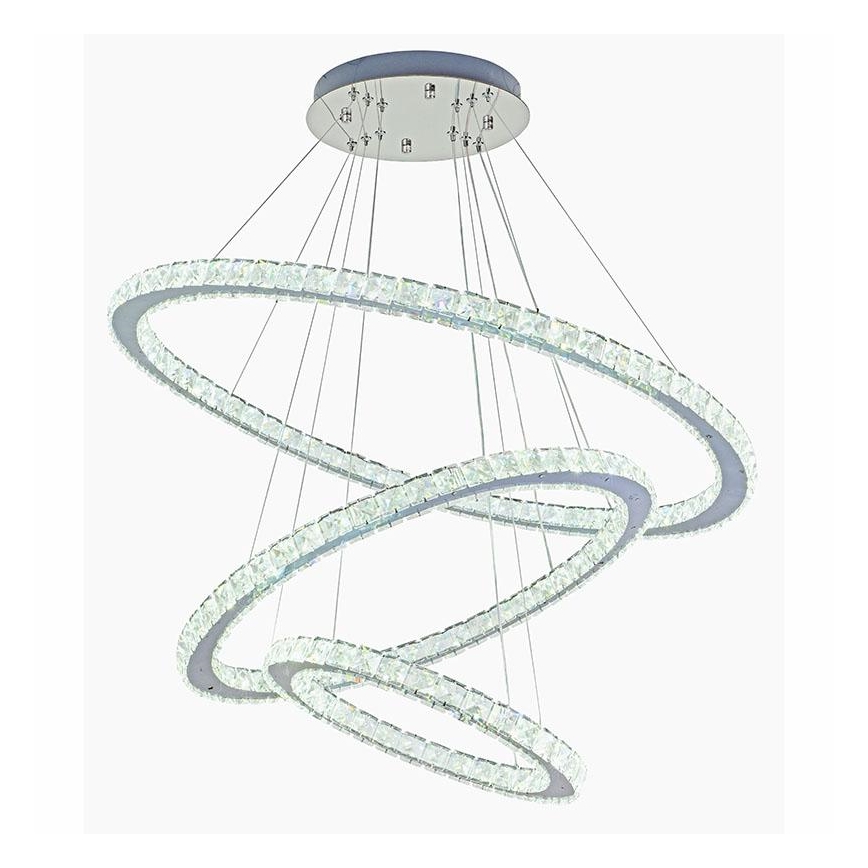 LED з регулюванням яскравості кришталева люстра підвісна LED/210W/230V 3000-6500K срібний + пульт дистанційного керування
