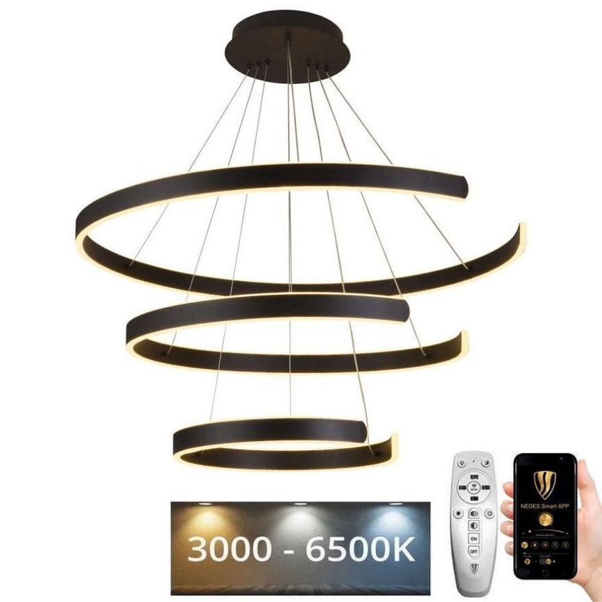 Світлодіодна підвісна люстра з регулюванням яскравості LED/220W/230V 3000-6500K діаметр 80 см + пульт дистанційного керування