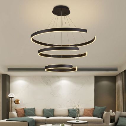 Світлодіодна підвісна люстра з регулюванням яскравості LED/220W/230V 3000-6500K діаметр 80 см + пульт дистанційного керування