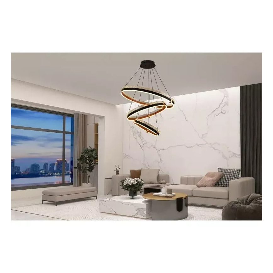 Світлодіодна підвісна люстра з регулюванням яскравості LED/240W/230V 3000-6500K + пульт дистанційного керування