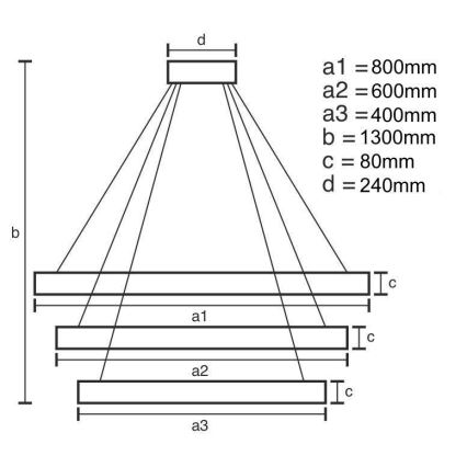Світлодіодна підвісна люстра з регулюванням яскравості LED/240W/230V 3000-6500K + пульт дистанційного керування