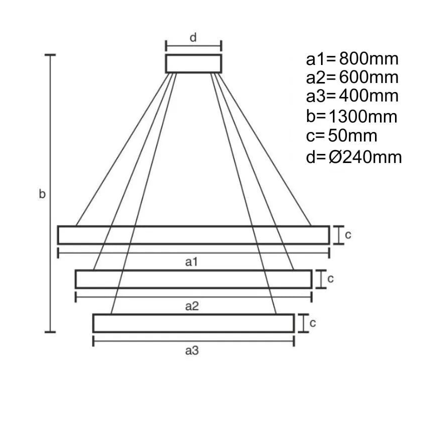 Світлодіодна підвісна люстра з регулюванням яскравості LED/250W/230V 3000-6500K + пульт дистанційного керування