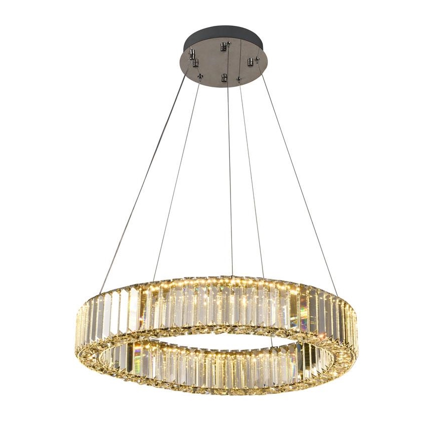 LED Кришталева підвісна люстра з регулюванням яскравості LED/40W/230V 3000-6500K глянцевий хром + пульт дистанційного керування