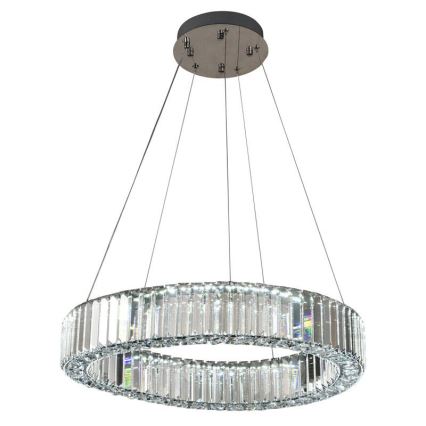 LED Кришталева підвісна люстра з регулюванням яскравості LED/40W/230V 3000-6500K глянцевий хром + пульт дистанційного керування