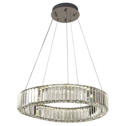 LED Кришталева підвісна люстра з регулюванням яскравості LED/40W/230V 3000-6500K глянцевий хром + пульт дистанційного керування