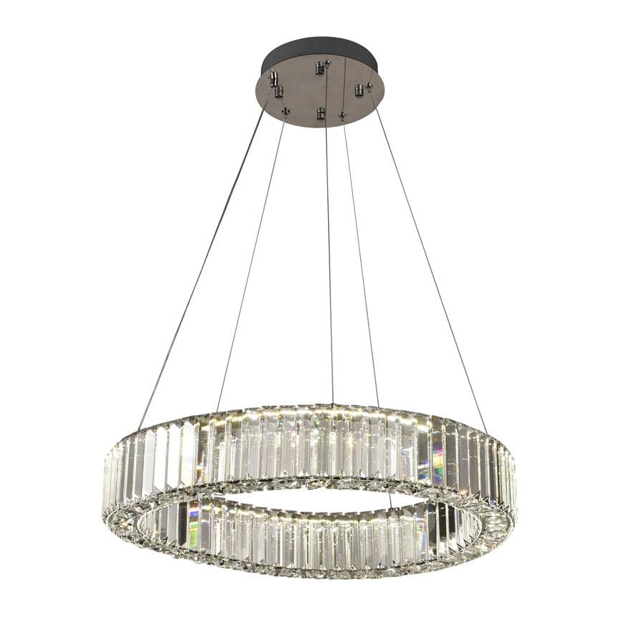 LED Кришталева підвісна люстра з регулюванням яскравості LED/40W/230V 3000-6500K глянцевий хром + пульт дистанційного керування