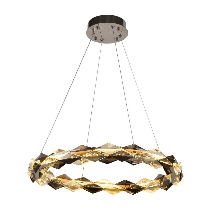 LED Кришталева підвісна люстра з регулюванням яскравості LED/40W/230V 3000-6500K глянцевий хром + пульт дистанційного керування