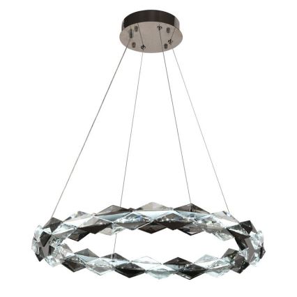 LED Кришталева підвісна люстра з регулюванням яскравості LED/40W/230V 3000-6500K глянцевий хром + пульт дистанційного керування