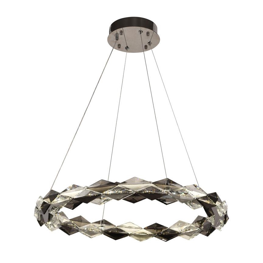 LED Кришталева підвісна люстра з регулюванням яскравості LED/40W/230V 3000-6500K глянцевий хром + пульт дистанційного керування