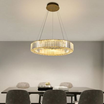 LED з регулюванням яскравості кришталева люстра підвісна LED/40W/230V 3000-6500K хром/золотий + пульт дистанційного керування