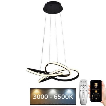 Світлодіодна підвісна люстра з регулюванням яскравості LED/40W/230V 3000-6500K діаметр 48 см чорний + пульт дистанційного керування