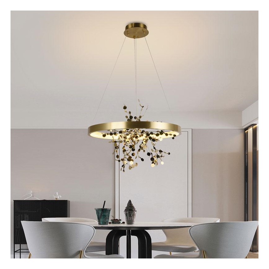 Світлодіодна підвісна люстра з регулюванням яскравості LED/40W/230V 3000-6500K золотий + пульт дистанційного керування