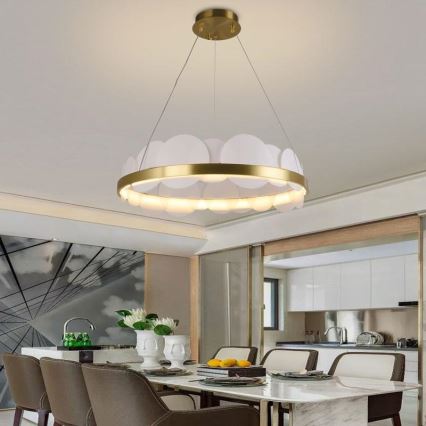 Світлодіодна підвісна люстра з регулюванням яскравості LED/40W/230V 3000-6500K золотий + пульт дистанційного керування