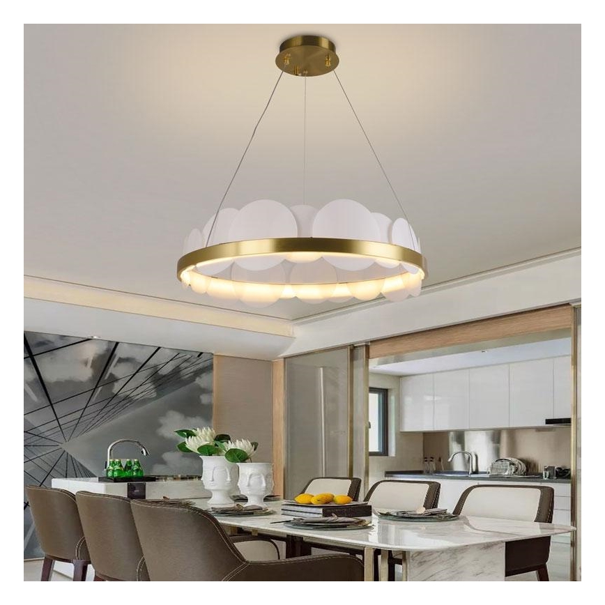 Світлодіодна підвісна люстра з регулюванням яскравості LED/40W/230V 3000-6500K золотий + пульт дистанційного керування