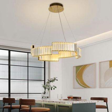 LED з регулюванням яскравості кришталева люстра підвісна LED/40W/230V 3000-6500K золотий + пульт дистанційного керування
