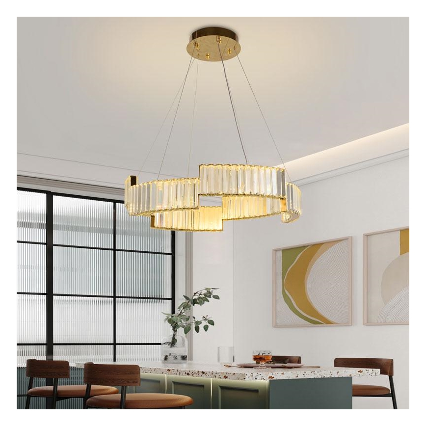 LED з регулюванням яскравості кришталева люстра підвісна LED/40W/230V 3000-6500K золотий + пульт дистанційного керування