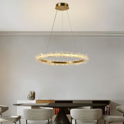 LED з регулюванням яскравості кришталева люстра підвісна LED/40W/230V 3000-6500K золотий + пульт дистанційного керування