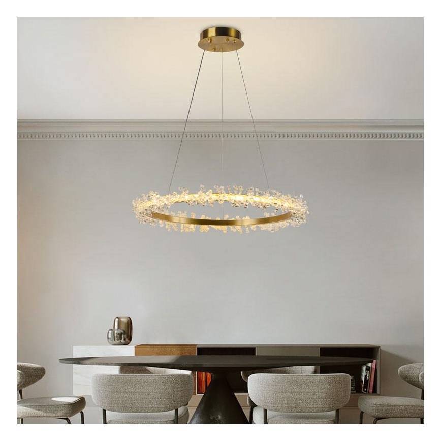LED з регулюванням яскравості кришталева люстра підвісна LED/40W/230V 3000-6500K золотий + пульт дистанційного керування
