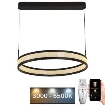 Світлодіодна підвісна люстра з регулюванням яскравості LED/45W/230V 3000-6500K діаметр 60 см чорний + пульт дистанційного керування