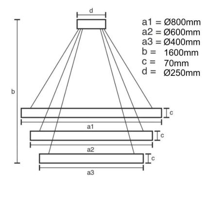 Світлодіодна підвісна люстра з регулюванням яскравості LED/45W/230V 3000-6500K + пульт дистанційного керування