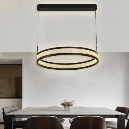 Світлодіодна підвісна люстра з регулюванням яскравості LED/45W/230V 3000-6500K діаметр 60 см чорний + пульт дистанційного керування