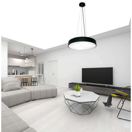 Світлодіодна підвісна люстра з регулюванням яскравості LED/50W/230V 3000-6500K чорний + пульт дистанційного керування