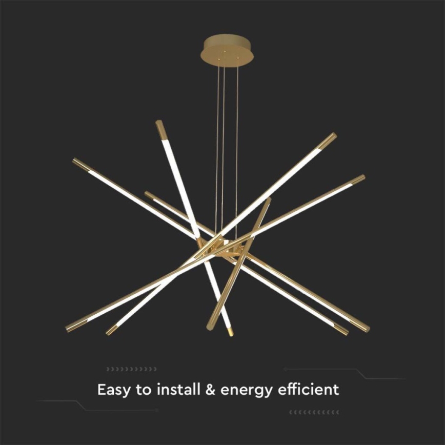 Світлодіодна підвісна люстра з регулюванням яскравості LED/50W/230V 3000K золотий