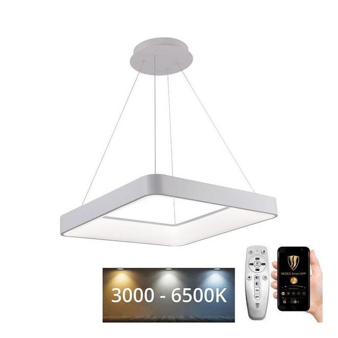 Світлодіодна підвісна люстра з регулюванням яскравості LED/55W/230V 3000-6500K білий + пульт дистанційного керування