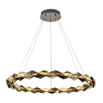 LED Кришталева підвісна люстра з регулюванням яскравості LED/55W/230V 3000-6500K глянцевий хром + пульт дистанційного керування