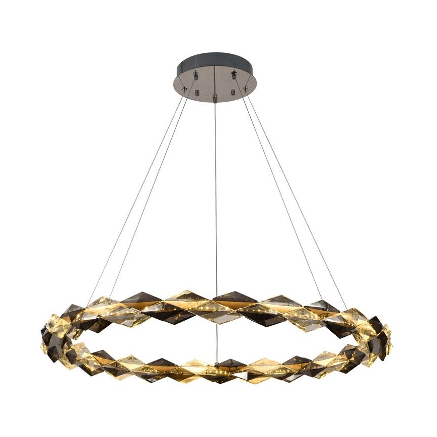 LED Кришталева підвісна люстра з регулюванням яскравості LED/55W/230V 3000-6500K глянцевий хром + пульт дистанційного керування