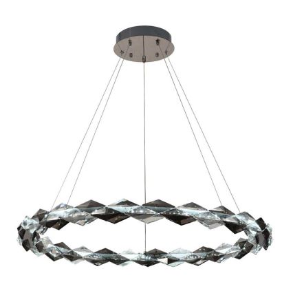 LED Кришталева підвісна люстра з регулюванням яскравості LED/55W/230V 3000-6500K глянцевий хром + пульт дистанційного керування