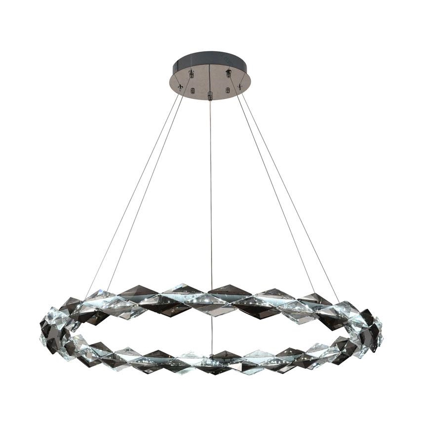 LED Кришталева підвісна люстра з регулюванням яскравості LED/55W/230V 3000-6500K глянцевий хром + пульт дистанційного керування
